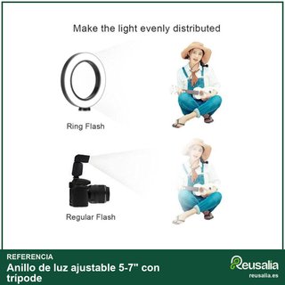 Anillo de luz ajustable 5-7" con trípode