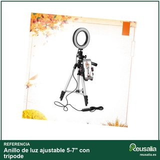 Anillo de luz ajustable 5-7" con trípode