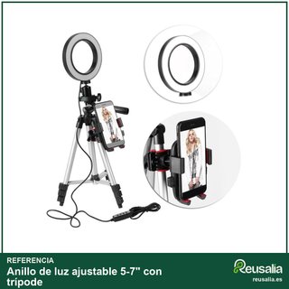 Anillo de luz ajustable 5-7" con trípode
