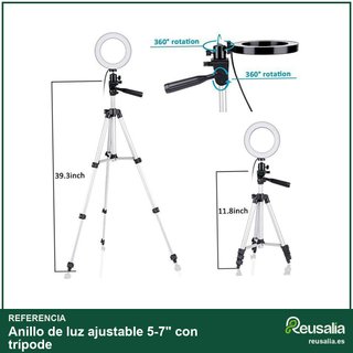 Anillo de luz ajustable 5-7" con trípode