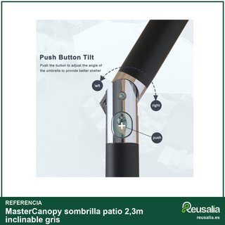 MasterCanopy sombrilla patio 2,3m inclinable gris