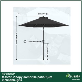MasterCanopy sombrilla patio 2,3m inclinable gris