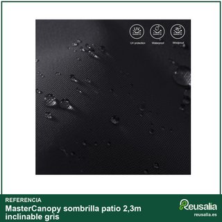 MasterCanopy sombrilla patio 2,3m inclinable gris