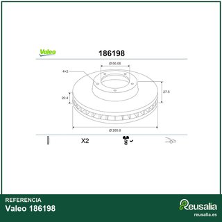 Valeo disco freno ventilado eje delantero