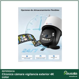 Ctronics cámara vigilancia exterior 4K color