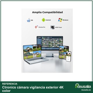 Ctronics cámara vigilancia exterior 4K color