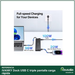 iVANKY Dock USB C triple pantalla carga rápida