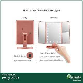 Weily espejo tocador led aumento triptico
