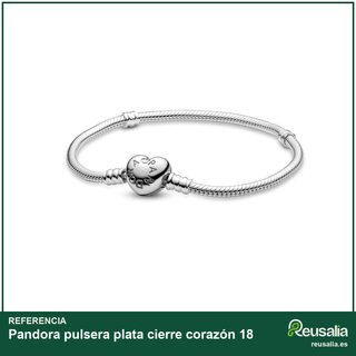 Pandora pulsera plata cierre corazón 18
