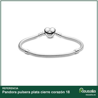 Pandora pulsera plata cierre corazón 18