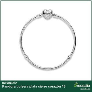 Pandora pulsera plata cierre corazón 18