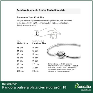 Pandora pulsera plata cierre corazón 18