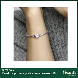 Pandora pulsera plata cierre corazón 18
