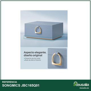 SONGMICS JBC165Q01 joyero espacioso azul elegante