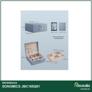 SONGMICS JBC165Q01 joyero espacioso azul elegante