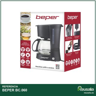 BEPER BC.060 cafetera goteo 6 tazas 600ml negra