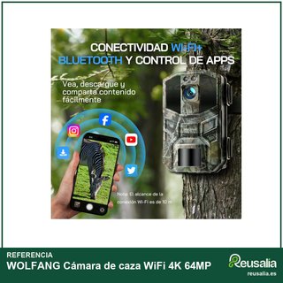 WOLFANG Cámara de caza WiFi 4K 64MP