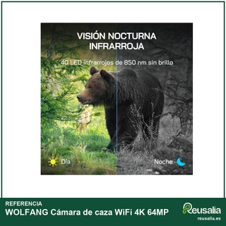 WOLFANG Cámara de caza WiFi 4K 64MP