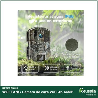 WOLFANG Cámara de caza WiFi 4K 64MP