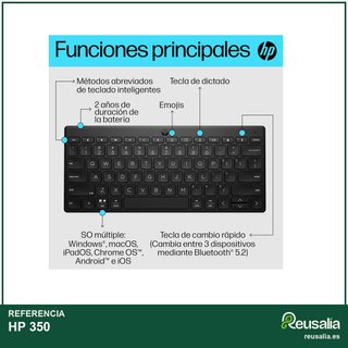 HP 350 teclado inalámbrico compacto negro