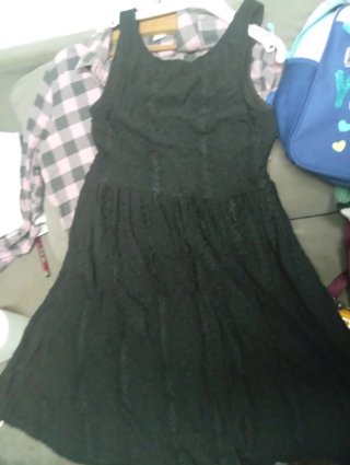 Vestido Negro Corto Encaje Calado Shein Talla M