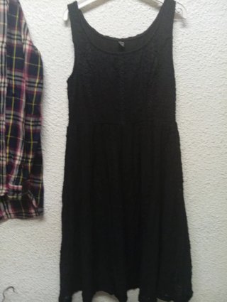 Vestido Negro Corto Encaje Calado Shein Talla M
