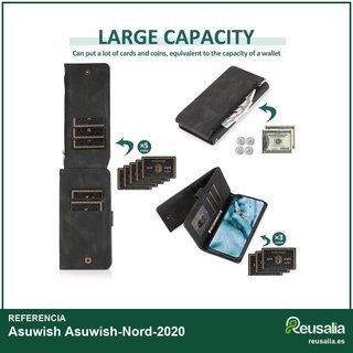 Asuwish funda cartera piel soporte tarjetas