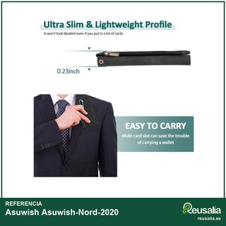 Asuwish funda cartera piel soporte tarjetas