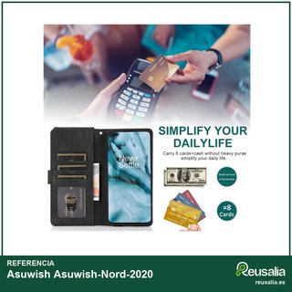Asuwish funda cartera piel soporte tarjetas