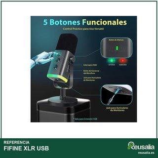 FIFINE micrófono dinámico XLR USB gaming