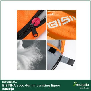 BISINNA saco dormir camping ligero naranja