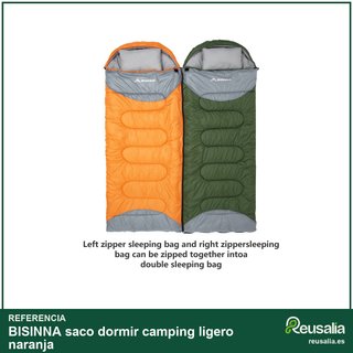 BISINNA saco dormir camping ligero naranja