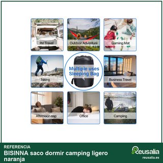 BISINNA saco dormir camping ligero naranja