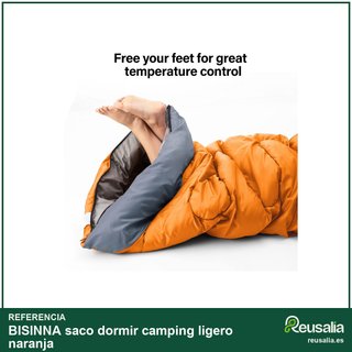 BISINNA saco dormir camping ligero naranja