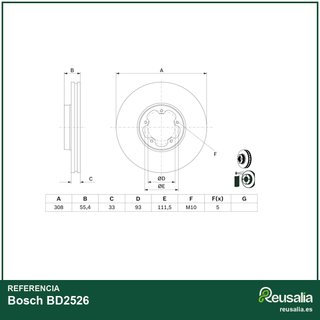 Bosch BD2526 disco freno ventilado alta calidad