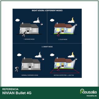 NIVIAN Cámara vigilancia Bullet 4G solar