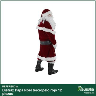 Disfraz Papá Noel terciopelo rojo 12 piezas