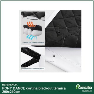 PONY DANCE cortina blackout térmica 200x210cm