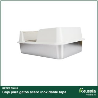 Caja para gatos acero inoxidable tapa