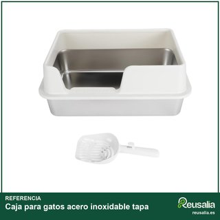Caja para gatos acero inoxidable tapa