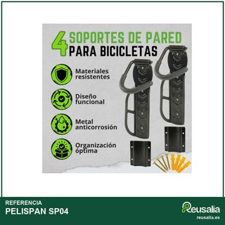 Soporte bicicleta pared con protector 4 unidades