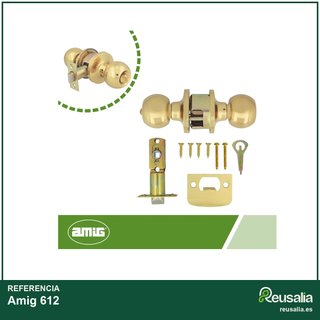 Amig juego pomos puerta latón dorado