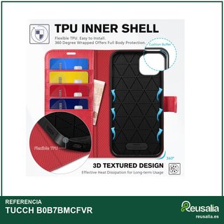 TUCCH Funda cuero iPhone 14 Plus soporte
