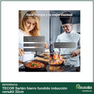 Sartén hierro fundido inducción versátil 32cm