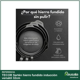 Sartén hierro fundido inducción versátil 32cm