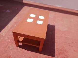 Mesa Centro Elevable IKEA Madera y Cristal