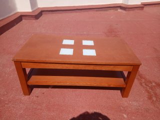 Mesa Centro Elevable IKEA Madera y Cristal