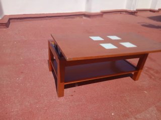 Mesa Centro Elevable IKEA Madera y Cristal