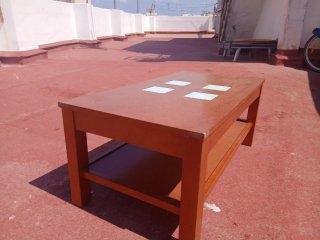 Mesa Centro Elevable IKEA Madera y Cristal