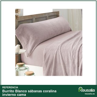 Burrito Blanco sábanas coralina invierno cama